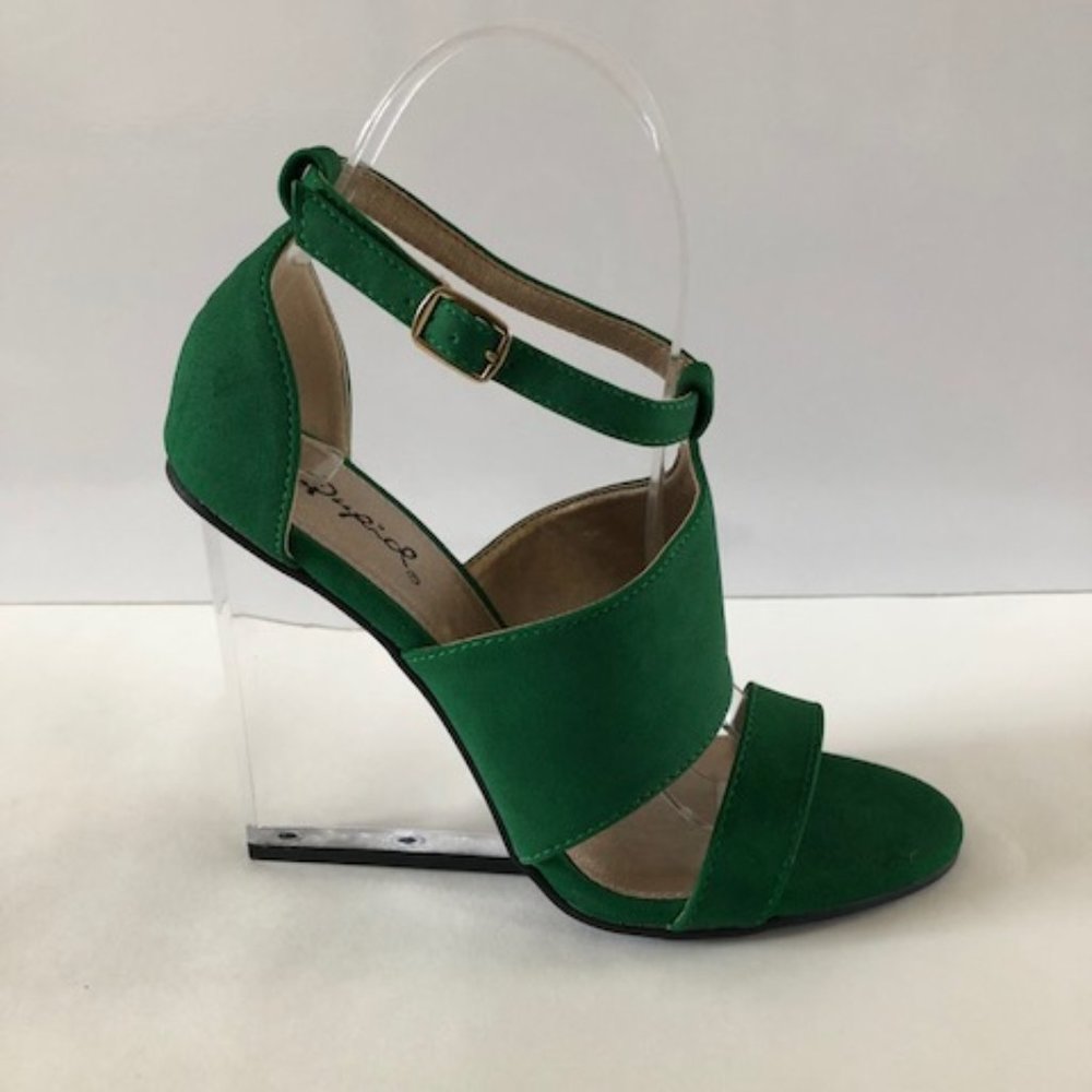 BURTON Green Wedge Heeled Sandal